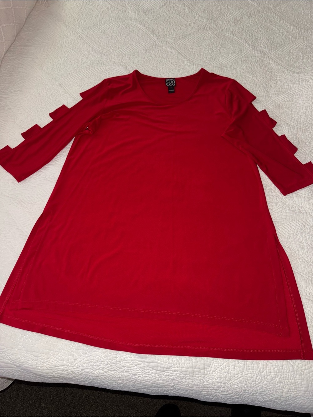 Clara Sun Woo Red Cutout-Sleeve Tunic